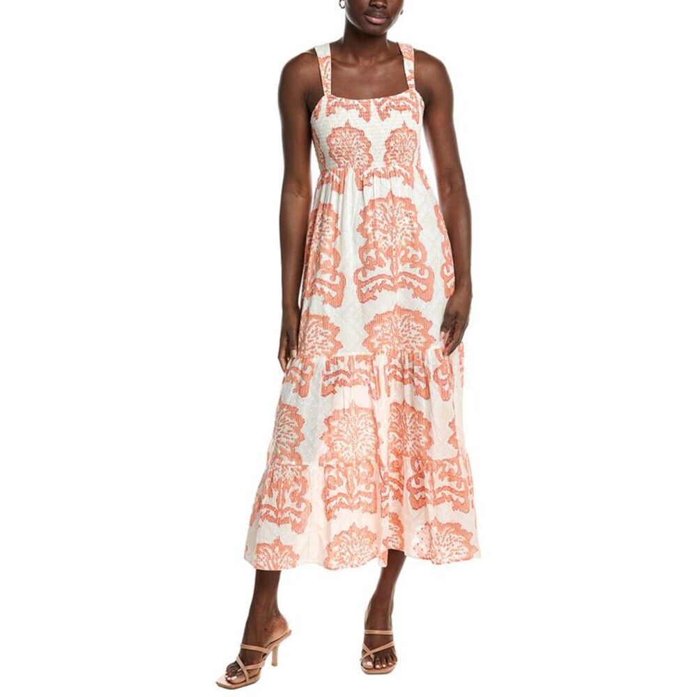 Garrie B Womens Smocked Maxi Dress, Orange